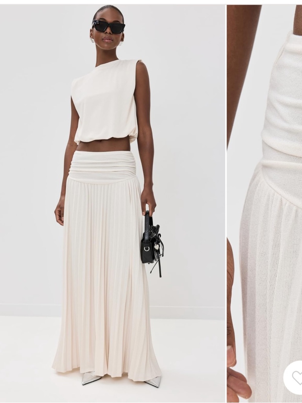 Lioness Pleated Maxi Skirt and Top set! - Cream